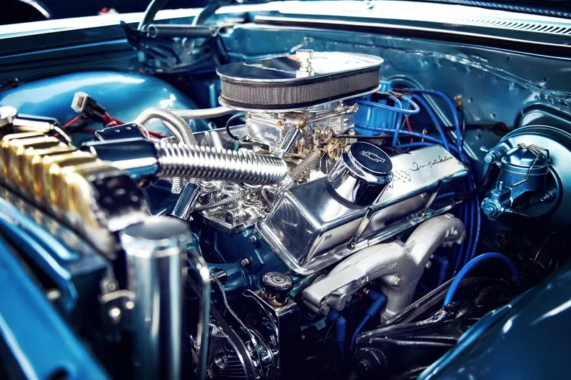 Clean, detailed engine bay